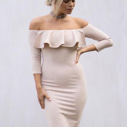 Ruffled Off-the-shoulder Long Sleeved Above The..
