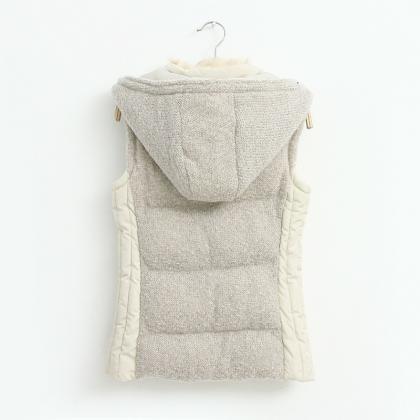 Quilted Padded Sleeveless Hooded Vest