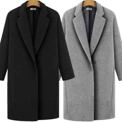 Cloth Coat With Thick Loose Woolen Cloth Coat