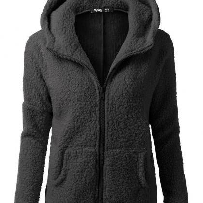 Fashion Hooded Fleece Woollen Sweater Coat on Luulla